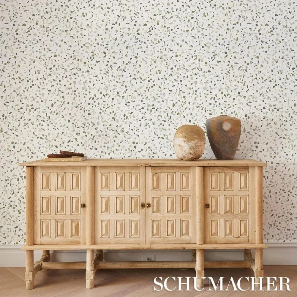 New Schumacher Backdrop X Schumacher Los Cosmos Moss Wallpaper Green Dots